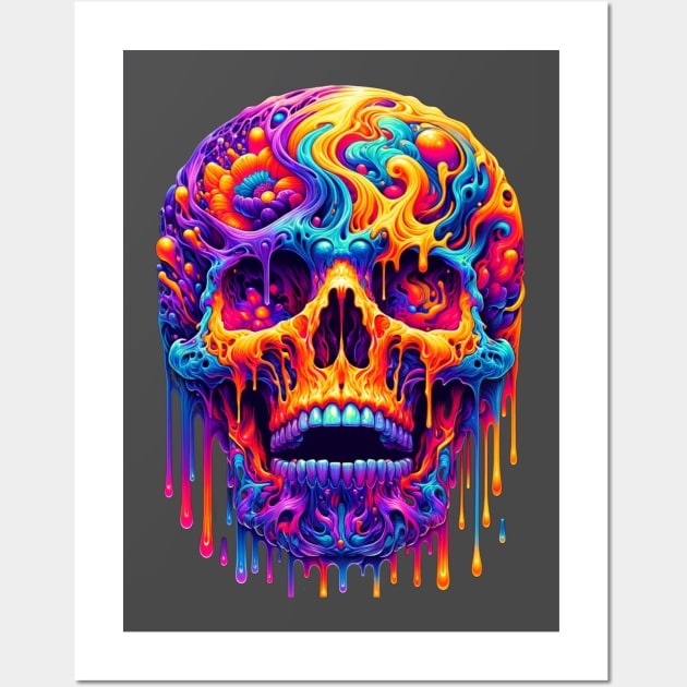 melting psychedelic skull Wall Art by Ekim Ts